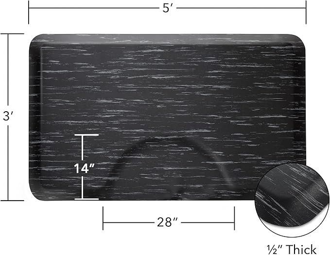 Saloniture 3 ft. x 5 ft. Salon & Barber Shop Chair Anti-Fatigue Floor Mat - Marble Rectangle - 1/2 in. Thick