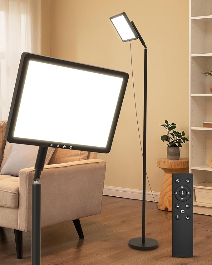 Sunlight Lamp, 12000 Lux Full Spectum Natural Light Lamp for Home/Office/Morning Routine, 4 in 1 Mount, 5 Mode Adjustable 10 Brightess Levels, 5 Color Modes,Timer, Memory