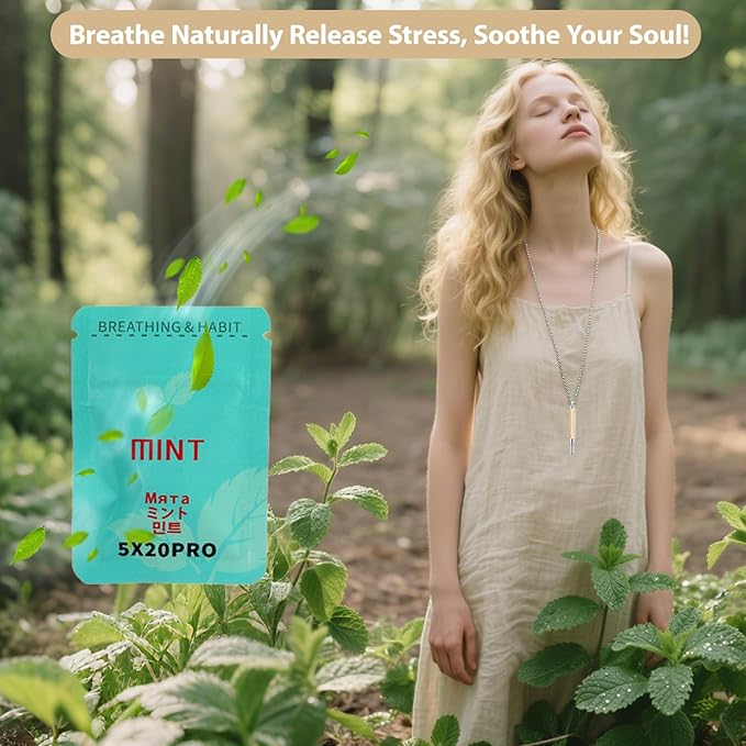 Anxiety Breathing Necklace with Resistance, Quit Smoking Necklace with Mint Filter, Quit Vaping Tool with Air Filter, Anxiety Relief Breathing Tool (Maple)
