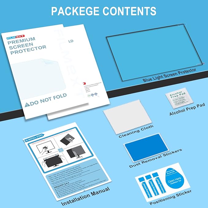 FILMEXT Removable 24 Inch Computer Blue Light Screen Filter for 16:9 Frameless Monitor - Bubble Free High Clarity- Eye Protection Blue Light UV Blocking Protector for Thin Bezel Computer Monitor