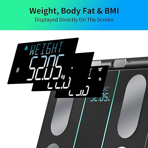 Healthkeep Scale for Body Weight Digital Bathroom Scale with 8 Electrodes, 21 Body Datas Dual Frequency BIA Measurement Smart Weight Scale Compatible with iOS & Android, Max 400lb/180kg/28st