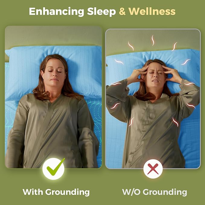 Bamboo Viscose Grounding Sheets, 10% Silver Infused Grounding Cooling Bed Sheets, Silky Breathable Than Cotton for Hot Sleeper, 15 Deep Pocket Grounded Fitted Sheets Only, CK