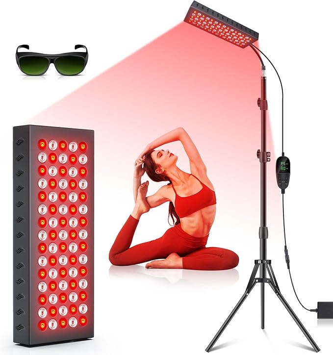 Red Lights Therapy for Body Face, 75 LED Light Therapy Panel with Stand, 35W 660nm Redlight and 850nm Near Infrared Light Device for Full Knee Body Pain Relief Skin Care at Home