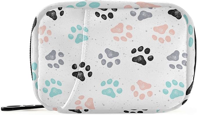 Dog Paw Pill Box 7 Day Pill Case Travel Pill Organizer Bag with Zipper Portable Weekly Vitamin Medicine Supplement Holder Pouch Bag