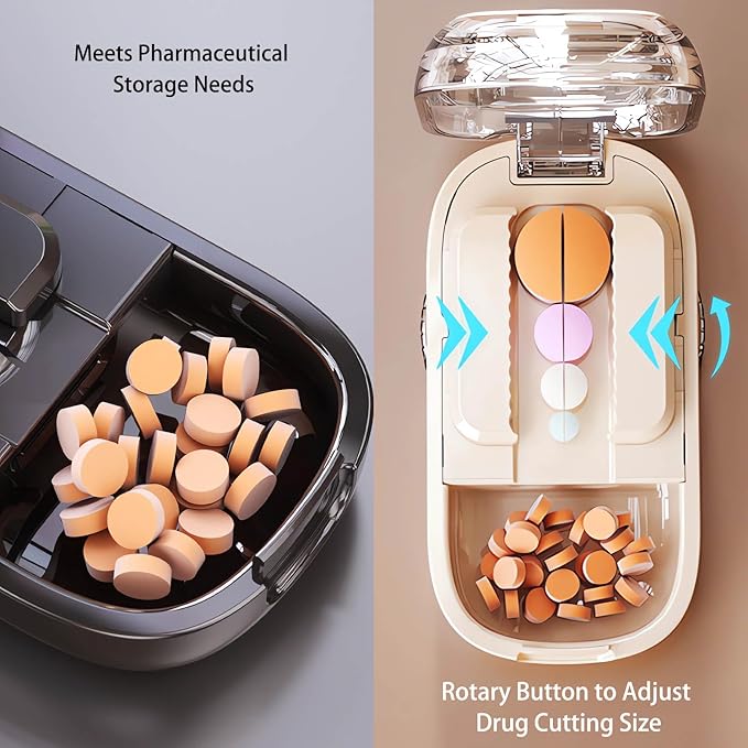 Pill Cutter (Black with Brush) Cutter Divider丨Pill Divider丨Pill Divider, Pill Divider for Cutting Pills, cuts Small or Large Pills in Half, Suitable for Travel, Pets