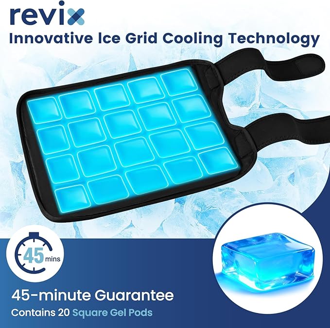 REVIX 2 Packs Knee Ice Pack Wrap, 45-Minute Long-Lasting Ice Pack for Knees with Ice Grid Gel Design, Reusable Gel Ice Wrap with Cold Compress Therapy for Thighs, Elbows, Calves & Legs (12" × 9.5")