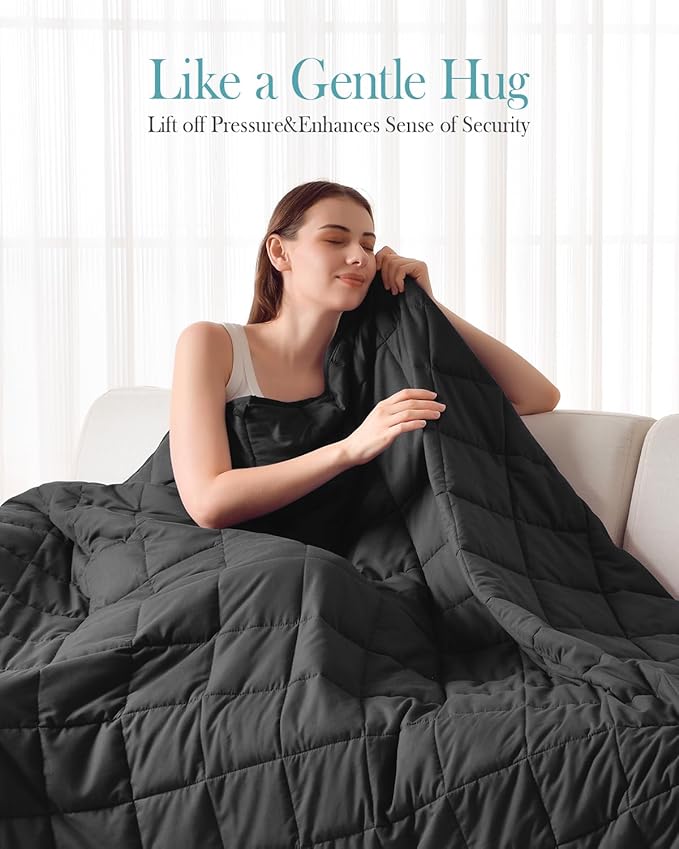 Topblan Weighted Blanket for Adults 20lbs, Breathable Cooling Weighted Blanket, Soft Heavy Microfiber Material with Glass Beads Blanket for All Season, Sofa Bed, 60"x80" Queen Size, Black