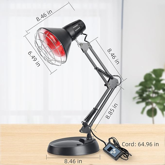 Infrared Red Light Therapy with Sturdy Base, Heat Lamp Device with 150W Bulb, Adjustable Near Infrared Light Heat Lamp Set for Body Neck Shoulder Joints Back Pain Relief