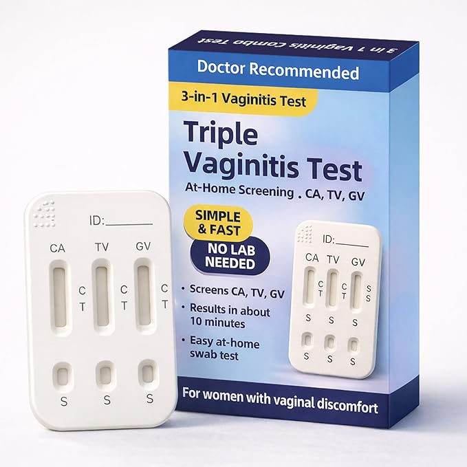 3-in-1 Vaginitis Self-Test Kit for Women – Vaginal Infection Test at-Home Check for Common Discomfort Clues – Fast, Simple Results – 1 Test