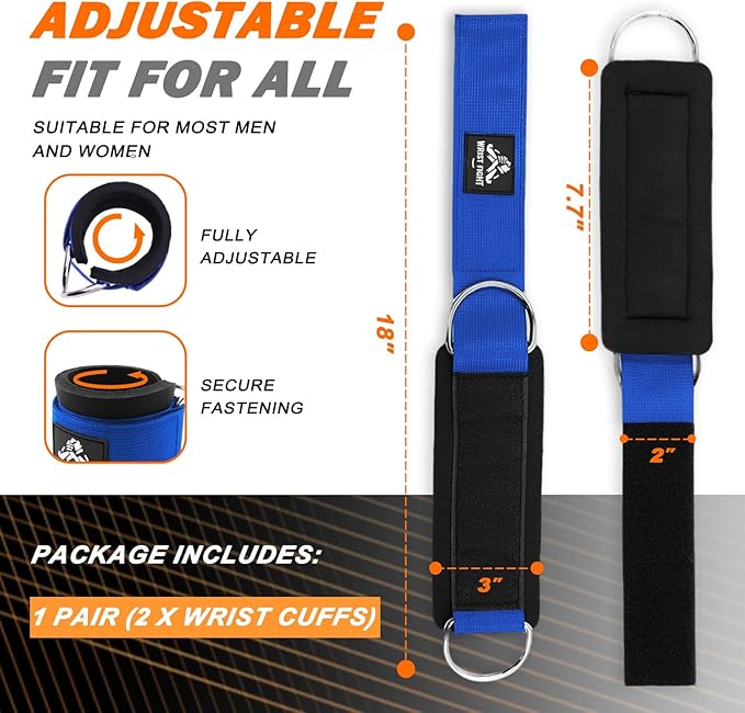 Wrist Cuffs with Dual D-Rings – Secure & Comfortable Support for Cable Machine Workouts, Lateral Raises, Arm Strength Training, and Triceps Exercises