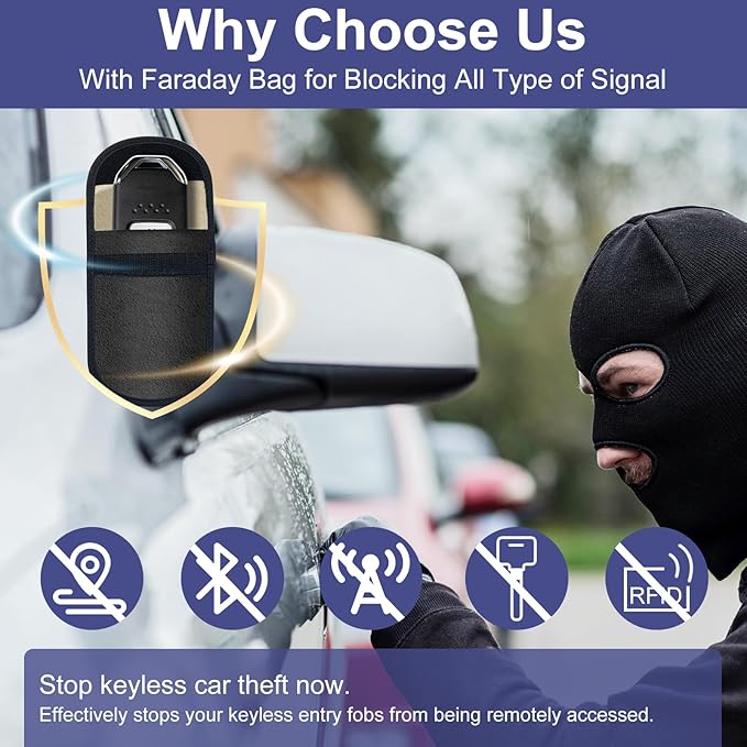 Yimaut Upgraded Magnetic Key Box for Under Car, Hide A Key Magnetic Car Key Hider with Faraday Bag, Waterproof, Black