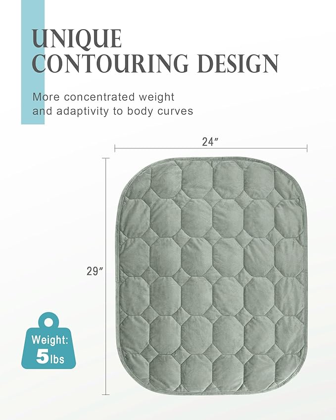 Weighted Lap Blanket 7lbs, Cozy Luxury Crystal Velvet Weighted Blanket for Adults, Small Weighted Blanket for Relaxation, Sleeping, Travel, Sage Green, 29" x 24"