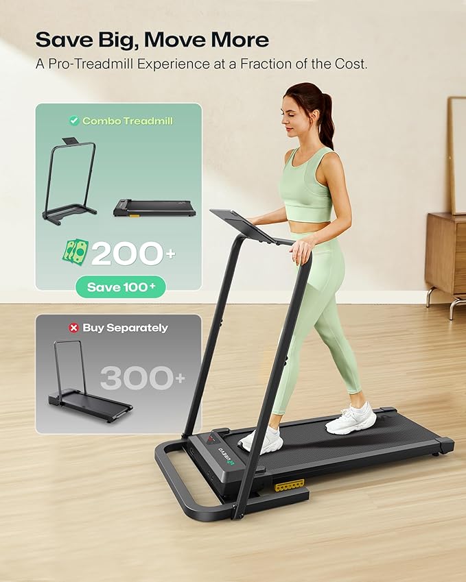 UREVO Walking Pad Handle Bar Only, Universal Compatible for Walking Pads 23.6'' Wide, Transform WalkingPad Into a Treadmill in Seconds, Easy Moving with Wheels, Quick Assembly, Sturdy Design, Black