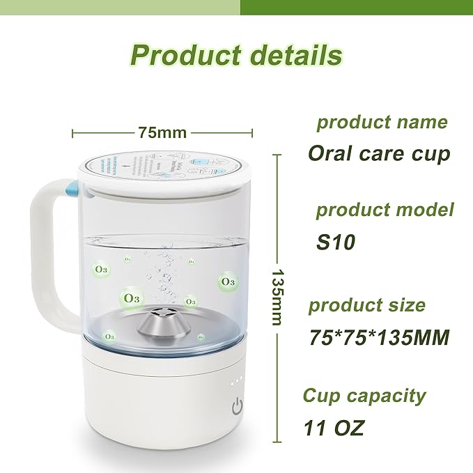 Ozone Water Cup personal care station11oz ozone generator water cup convert tap water into hydrogen rich & for refreshing oral flushing to enhance your daily health habits.