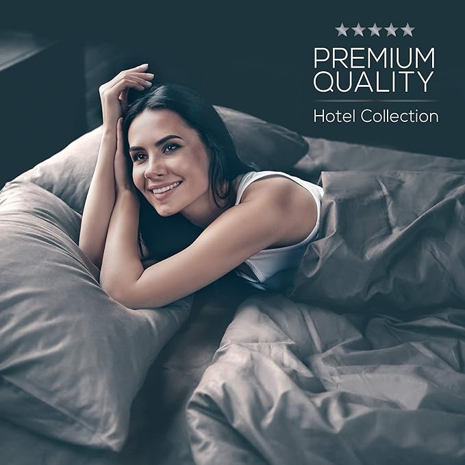 Mueller Ultratemp Bed Sheets Set, Super Soft 1800, 6 Piece California King Sheet Sets, Deep Pocket up to 16", Transfers Heat, Breathes Better, Hypoallergenic, Wrinkle-Resistant, Oeko-TEX, Light Grey