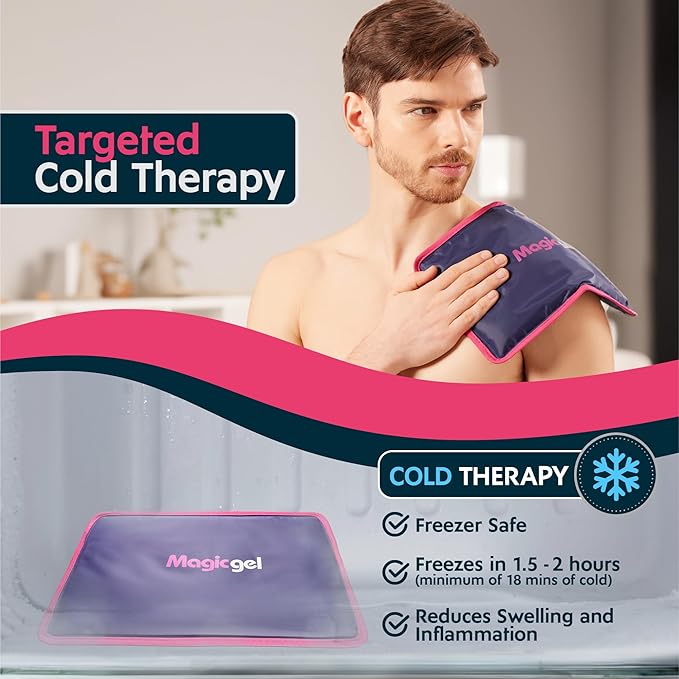 Magic Gel Premium Ice Pack - Reusable Gel Ice Pack (11.8" x 7.8") for Icing Injuries, Pain Relief, Cold Compress for Reducing Swelling - FSA HSA Eligible - | Flexible & Foldable 1 Count (Pack of 1)