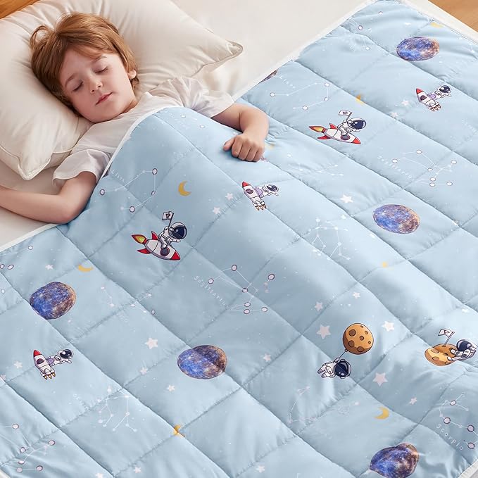 anfie Weighted Blanket Kids(50"x60" 5lbs) Weighted Blanket Cooling Blanket for Sleeping,Throw Size Breathable Blanket with Premium Glass Bead(Space Light Blue)