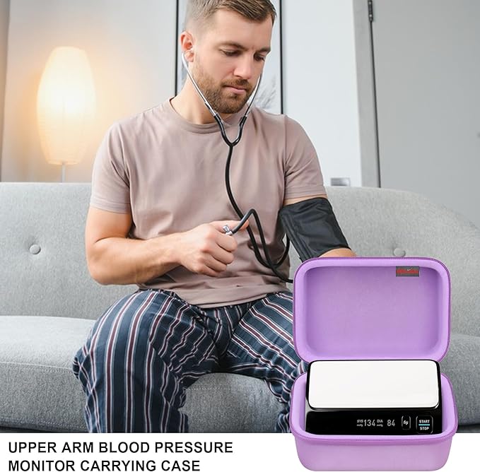 Elonbo Carrying Case for OMRON Evolv Bluetooth Wireless Upper Arm Blood Pressure Monitor, for OMRON Evolv BP7000 Portable One-Piece BP Monitor Storage Holder, Purple