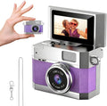 ‌Mini Keychain Digital Camera Purple - HD Mini Digital Camera with 0.96" Flip Screen & 32GB Card,Funny Gifts for Friends, for Mom