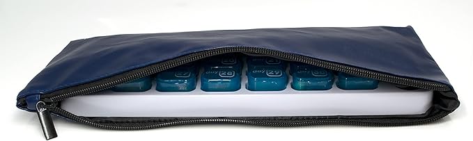 Pill Pod Organizer with Zippered Travel Case 31 Day Monthly Pill Organizer Pods - Keep a Months Supply of medications, Vitamins & Supplements Ready to go in The Travel Case (Blue Organizer with Case)