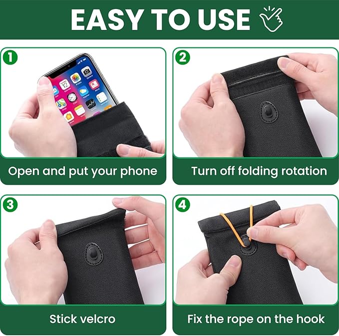Premium EMF Blocker Case For Cell Phone Protection Size 8inx4in Anti Shield Sleeve Faraday Pouch Military Grade Faraday Bags For Phones Car Key Fob Cover 5G RF GPS Signal data Blocking Faraday Fabric