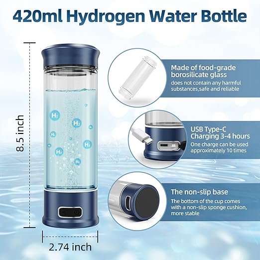 Hydrogen Water Bottle, 1500ppb Hydrogen Water Machine with SPE/PEM Technology, Alternative for Hydrogen Water Pitcher, Water Ionizer, Hydro Water Bottle for Health