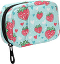 Fustylead Cute Cartoon Strawberry and Little Hearts Pill Organizer for Purse, Weekly Portable Pill Box with Zipper to Storage Vitamins Fish Oils Medications Supplements