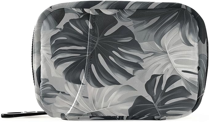 Travel Pill Case Tropical Grey Palm Leaf Monsterra Weekly Small Pill Box 7 Day Pill Box Pill Organizer Bag