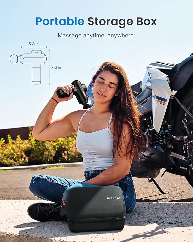 RENPHO Active 2 Massage Gun Deep Tissue, Percussion Handheld Neck Massager FSA Eligible, Electric Mini Back Massagers with Carry Case for Athletes Men Women, HSA