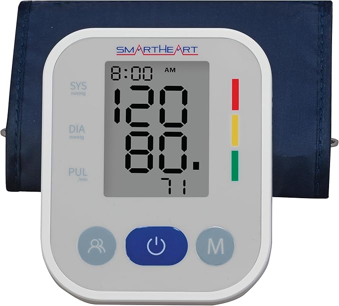 SmartHeart Blood Pressure Monitor | Wide Range Arm Cuff | 2-Person Memory | 198 Total Reading Storage | Excessive Movement Indicator | Easy to Use Automatic Inflation and Deflation