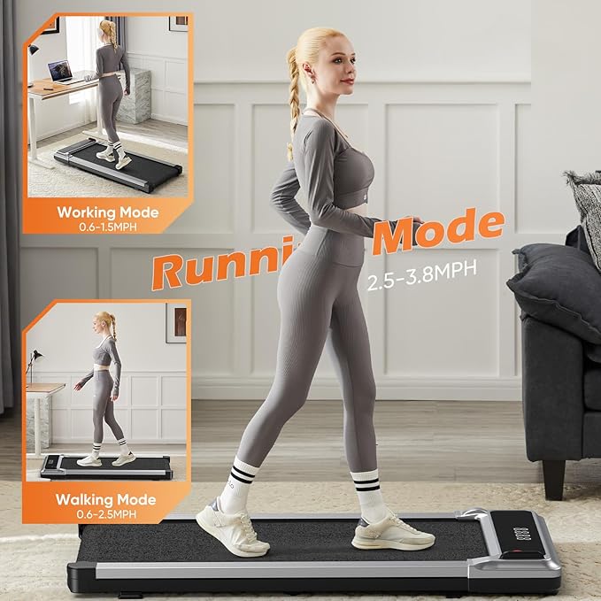 NEWBULIG Walking Pad Treadmill, 3 Mode Portable Under Desk Treadmill for Home Small, Low Noise Walking Mat with Remote Control and LED Display