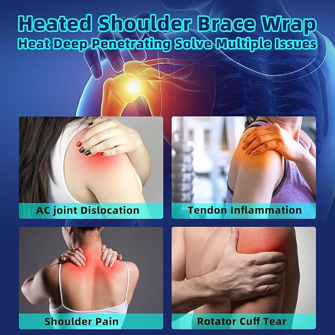 Shoulder Heating Pads for Pain Relief - Jade Stone Heated Shoulder Wrap with 3 Temperature Settings, Ideal for Rotator Cuff, Shoulder Soreness Relief at Home,Office-Jet Black