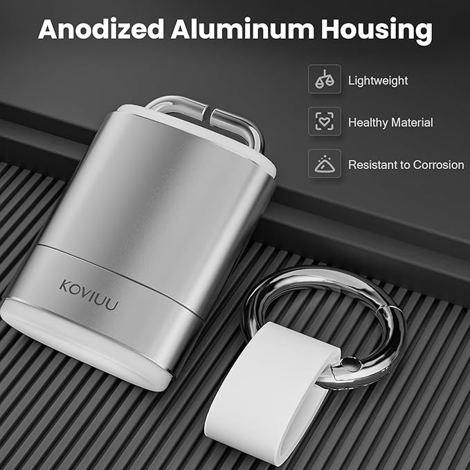 Keychain Pill Holder Necklace, KOVIUU Magnetic Pill Organizer, Aluminum Pill Case, Mini Metal Pill Box, Nitroglycerin Emergency Medicine Carrier Key Chain Container for Purse Pocket, Silver