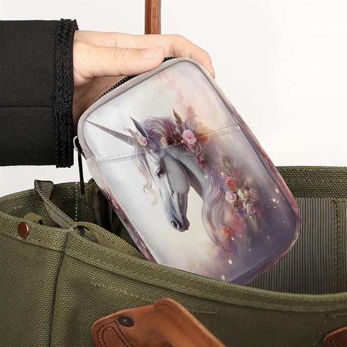 Animal Unicorn Pink Flowers Travel Pill Organizer Box Weekly Portable Pill Case Daily Pills 7 Day Small Birth Control Pills Container Removable Compartments for Medicine Vitamins Fish Oil
