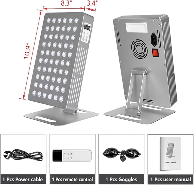 Red Light Therapy Panel Device, 630-850nm 5 Wavelengths Red & Near Infrared Light Therapy, Touch Screen LED Light Therapy Lamp, 60 LEDs, Adjustable Brightness, Pulse & Mode