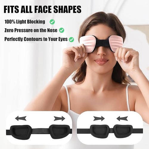 100% Blackout Sleep Eye Mask for Women Men, Zero Pressure Sleeping Mask - Sleeping Mask and Eyelash Friendly Night Blindfold, Adjustable Ultra Soft Comfortable for Dry Eye Mask (Pink)