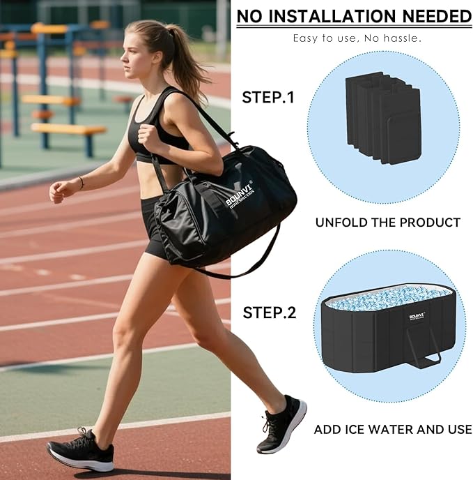 59''Portable insulated bathtub, Ice Bath Tub for Athletes, Inflation-free bathtub for shower, Ice Plunge Tub with Cover, Baths at Home & Outdoor