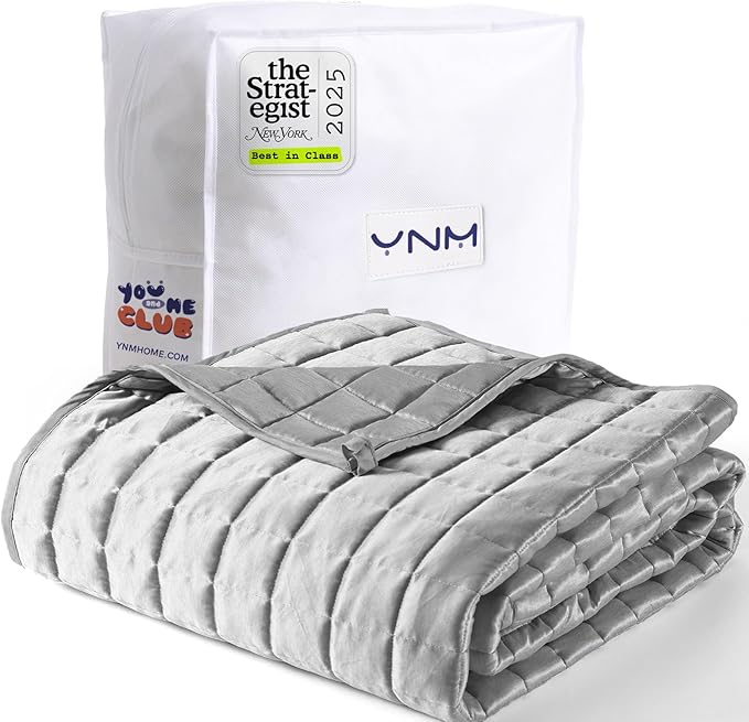YnM Cooling Weighted Blanket for Adults, 12lbs Heavy Bed Throw Comforter with 100% PE Fabric, Ideal for Hot Sleepers or Summer Days(48x72 Inches for Twin/Full Bed, 12 Pounds, Grey)