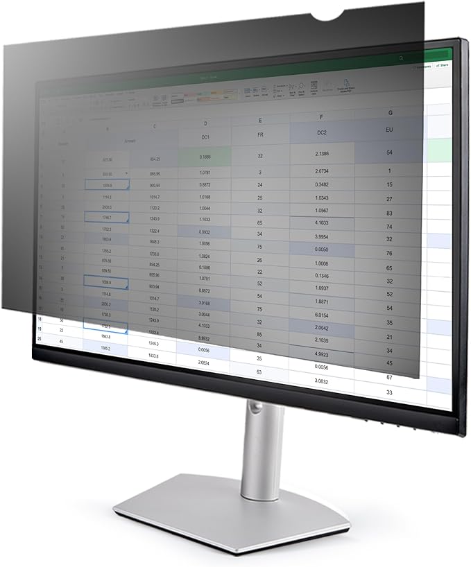StarTech.com Monitor Privacy Screen for 23.8" Display - Computer Screen Security Filter - Blue Light Reducing Screen Protector Film - 16:9 Widescreen -Matte/Glossy - +/-30 Degree, TAA