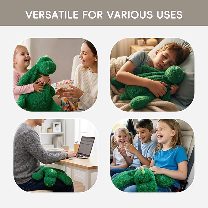 L'AGRATY Weighted Lap Pad for Kids 7 lbs, Sensory Needs Weighted Dinosaur Stuffed Animals Lap Blanket Soft Plush Hugging Sensory for Kids Teen Adults Removable Washable Cover