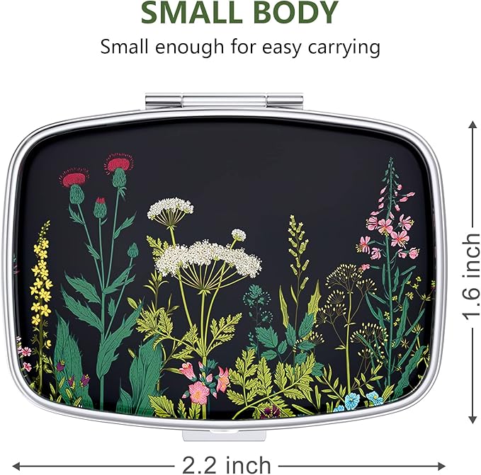 Nipichsha Pill Box, Small Pill Case for Purse & Pocket, Cute Travel Medicine Organizer, Portable Medicine Container Holder to Hold Vitamins, Medication, Fish Oil & Supplements, Dandelion