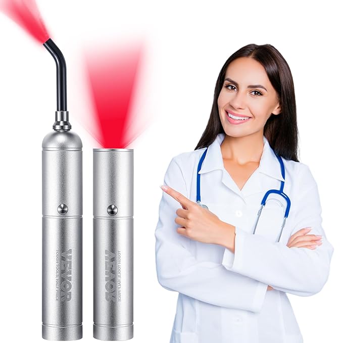 VEVOR Red Light Therapy Device with Removable Tip, 2 in 1 Facial & Body Light Therapy Wand for Joint Mouth Nose Ear, Handheld Red Lights Healing Therapy Torch & 5 Wavelength, Pulse Mode