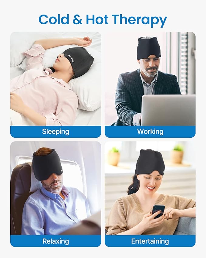 Renpho Headache Relief Hat with Hot or Cold Therapy & Eyeris 1 - Eye Massager with Heat