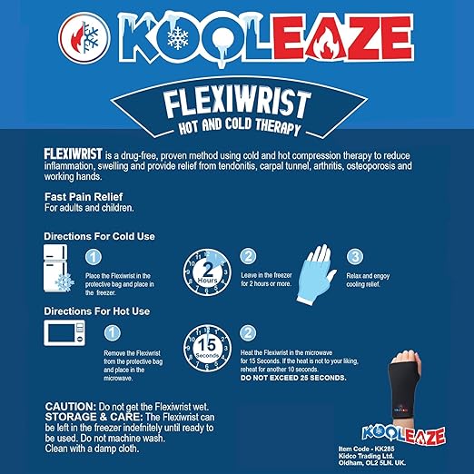 KOOLEAZE Reusable Gel Ice Pack Sleeves for Hot and Cold Therapy – Multipurpose Support | Pain Relief, Swelling Reduction, and Injury Recovery - Wrist