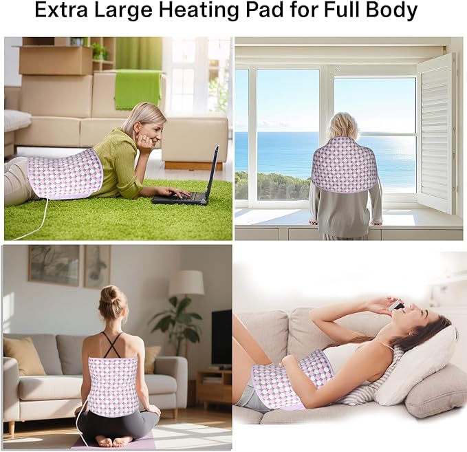 Heating Pads for Period Cramps/Back Pain, 4 Timer(Max 4H)/9 Heat/10ft Long Cord/27 Belt Wearable(51" in Total)+16 * 24" Heat Pad Electric Wrap Around Heating Pad Birthday Gift