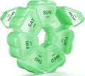 Weekly Pill Organizer, 7 Day AM/PM Pill Box with 14 Compartments, 2 Times a Day Travel Pill Case for Vitamins, Medicine, Fish Oil & Supplements (Green)