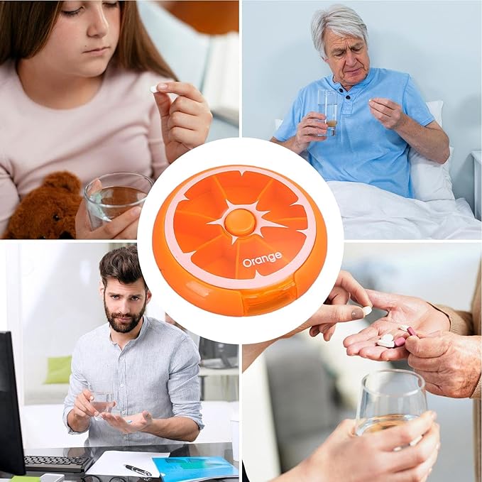 Weekly Pill Organizer - Eco-Friendly Round Pill Storage Box, Round Pill Organizer | 7-Compartment Weekly Pill Dispenser, Weekly Medication Organizer Suitable for vitaminn, Medication, and Candy