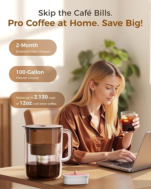 Waterdrop Magnesium Replacement Filters for Waterdrop Coffee Pitcher, Reduces Chlorine, Odors, Well-Balanced Acidity, Unlocks Flavor and Aroma, Last Up to 2 Months or 100 Gallons (3 Packs)