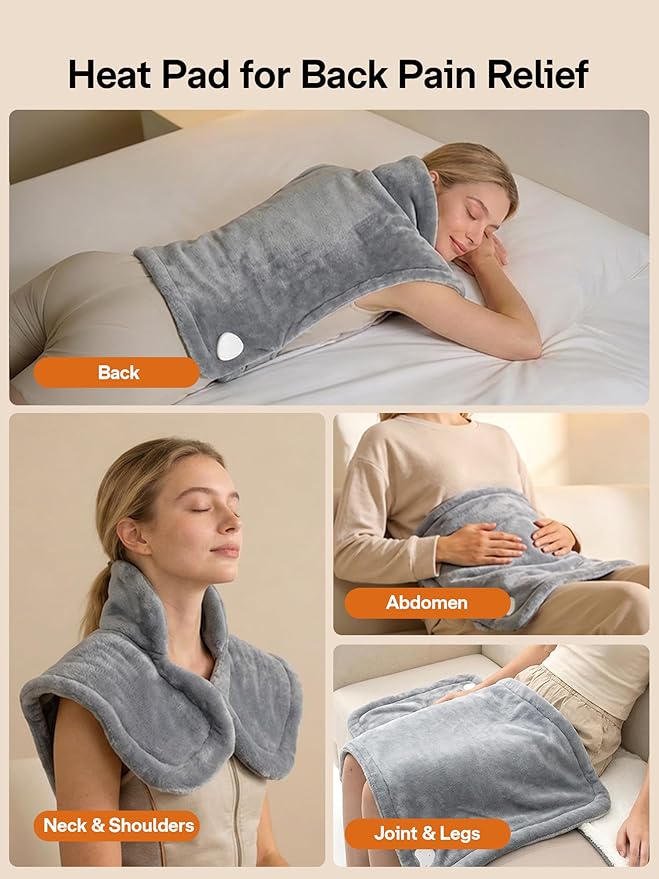 ALLJOY Heating Pad for Back Pain Relief, 24"x33" Weighted Heating Pad for Neck and Shoulders and Back, Gifts for Women Men, Neck Heating Pad Fast-Heating with 6 Settings, Auto Shut-Off