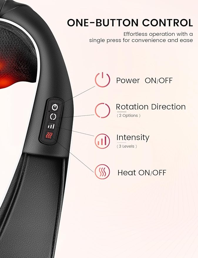 RIKE Shiatsu Neck and Back Massager with Heat, HSA Eligible FSA - 3D Deep Tissue Kneading Massage Pillow for Shoulder, Leg & Muscle Pain Relief - Gift for Women, Men, Mom, Dad (Corded)